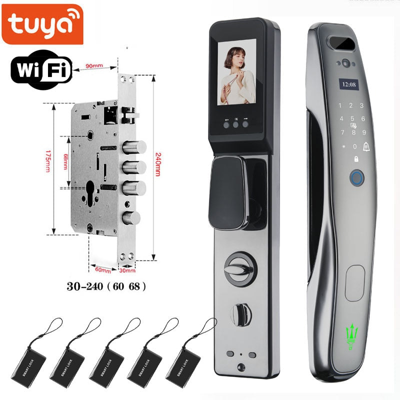 Tuya Wifi facial Electronic lock biometrics Fingerprint Lock Smart Door Lock Password 3D face recognition Camera Electronic Lock