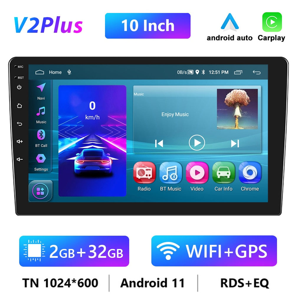 Podofo Android 11 Car Radio Autoradio 32G 2 Din 7&quot;/9&quot;/10&quot; Universal WIFI GPS Car Audio Multimedia Player For Nissan Toyota Kia