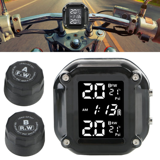 Wireless LCD Display Motorcycle TPMS Tyre Temperature Tester 2 Sensors Dirt Pit Bike Motor Tire Pressure Monitoring Alarm System
