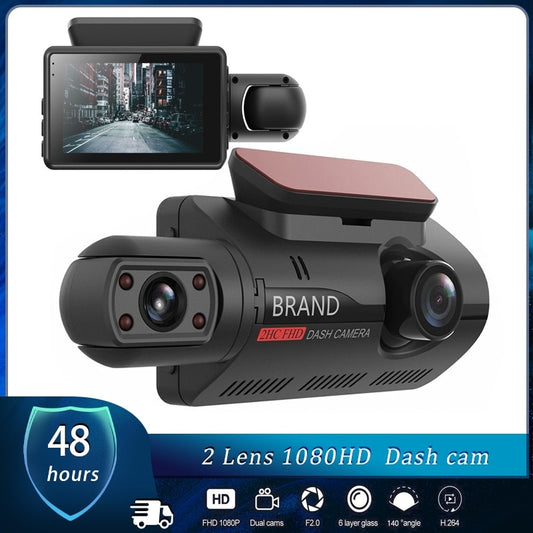 HD Car Video Recorder 2 Lens Hidden Car Driving Dash Cam 3.0inch IPS Camera Recorder Night Vision G-sensor Loop Recording Dvr
